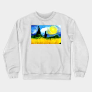 summer fields forest impressionist van gough Crewneck Sweatshirt